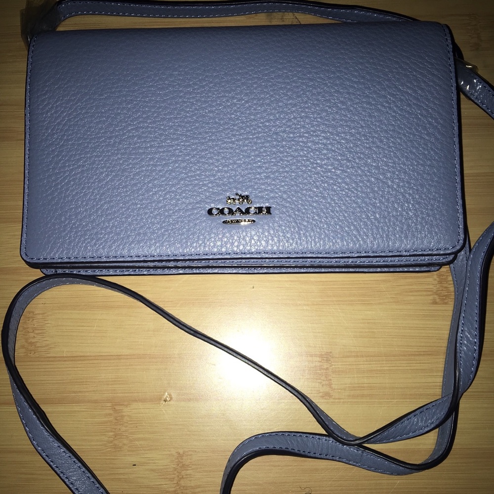 Coach Pebble Leather Foldover crossbody Clutch